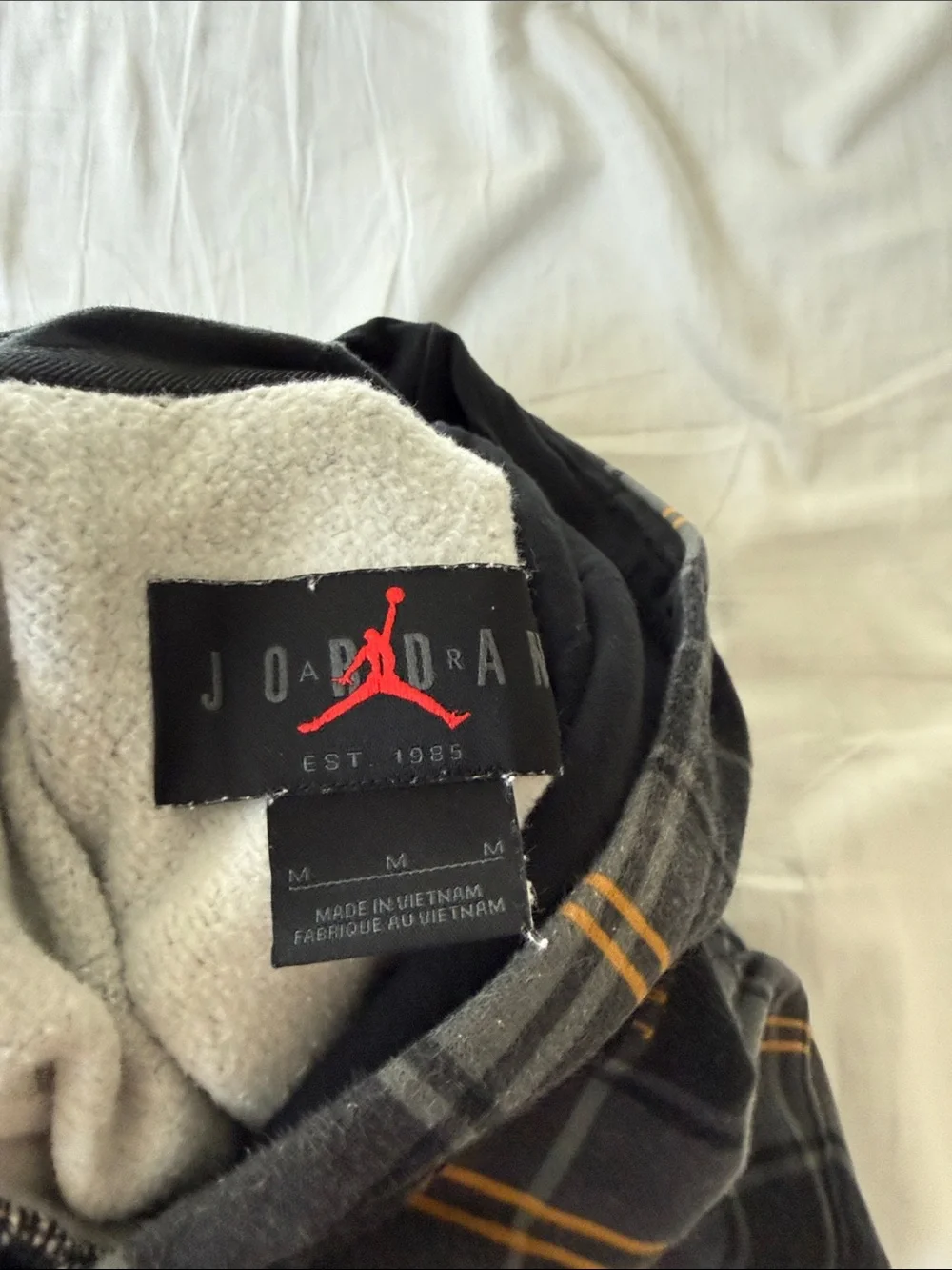 Jordan Men's Black & Yellow Plaid Hoodie